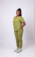 Signature Olive Green Scrub Set - V-Neck Top & Jogger Pants